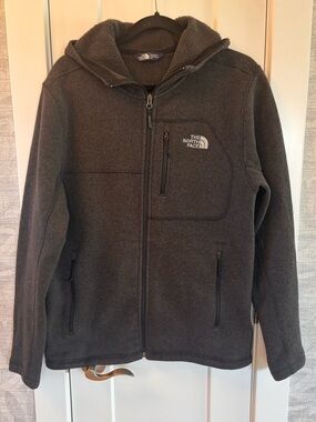 The North Face Men's M Dark Gray Hooded Jacket Full Zip Logo Zipper Casual